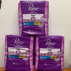 3 Poise Pads Moderate Absorbency, 20ct